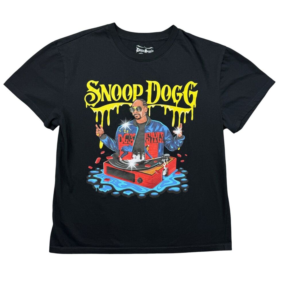 Snoop Dog Shirt Men's Medium Black Short Sleeve Dogg Supply Graphic Rap Tee Top